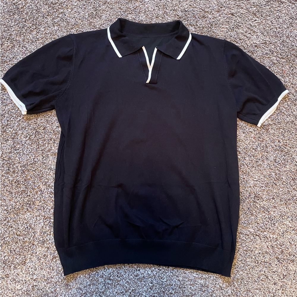 Black Polo Shirt with White Trim